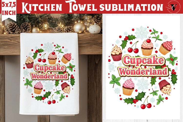 Christmas kitchen towel sublimation | Holiday baking print