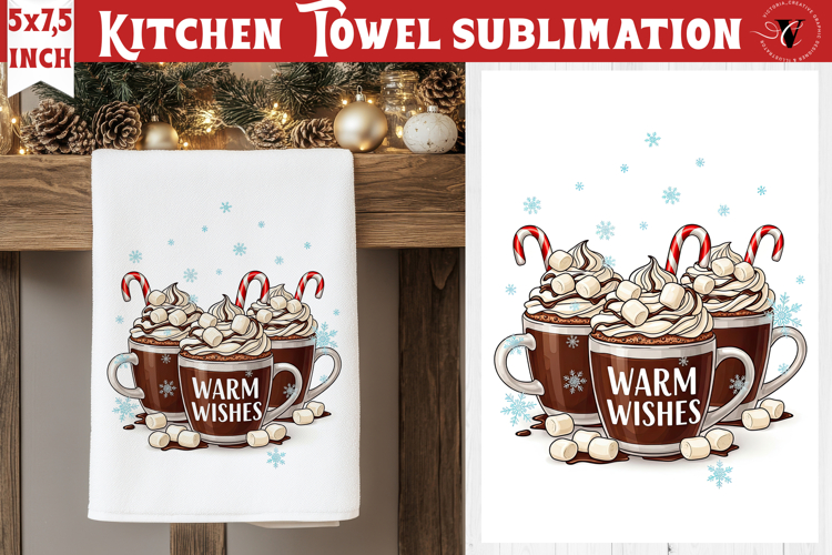 Christmas kitchen towel sublimation | Holiday baking print