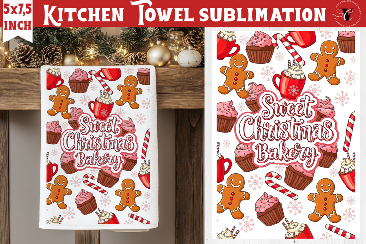 Christmas kitchen towel sublimation | Holiday baking print