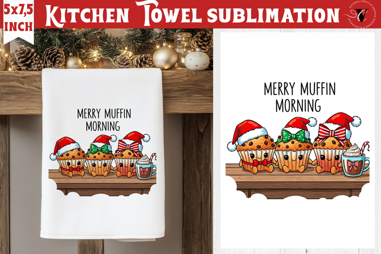 Christmas kitchen towel sublimation | Holiday baking print