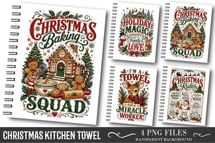 Christmas Kitchen Towel PNG, Christmas Sublimation PNG