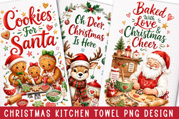 Christmas Kitchen Towel PNG Designs example image 1