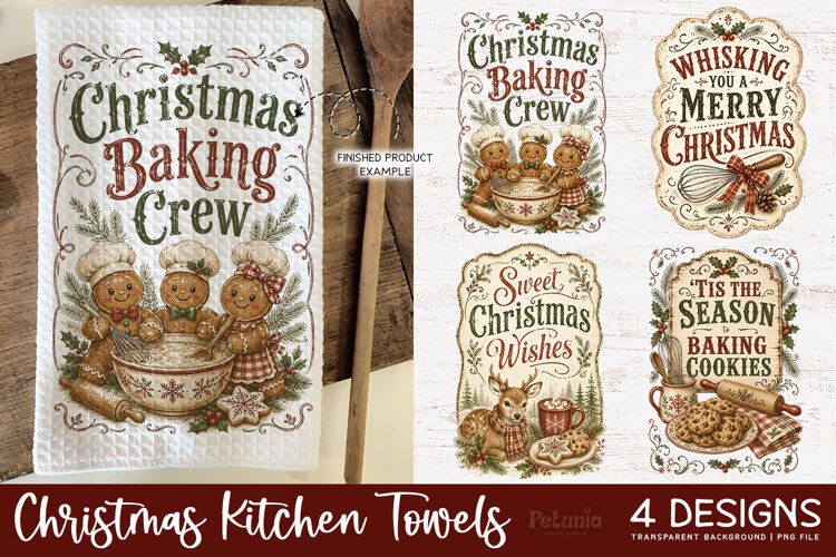 Trend best sellers Vintage Christmas png designs being used as popular Christmas kitchen Towels prints