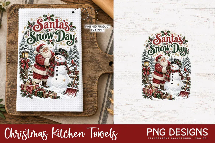 Christmas Kitchen Towel PNG | Vintage Sublimation Design