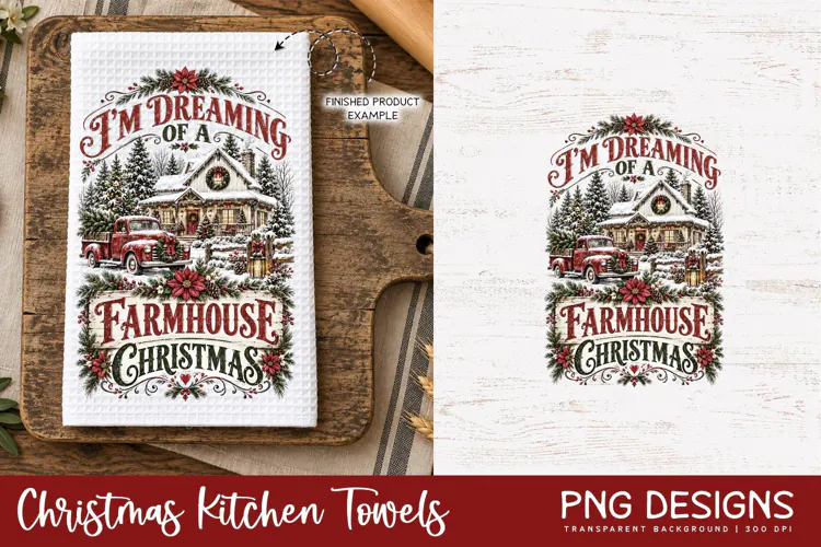 Christmas Kitchen Towel PNG | Vintage Sublimation PNG