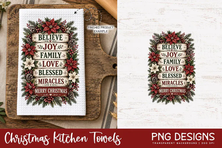 Christmas Kitchen Towel PNG | Vintage Sublimation PNG