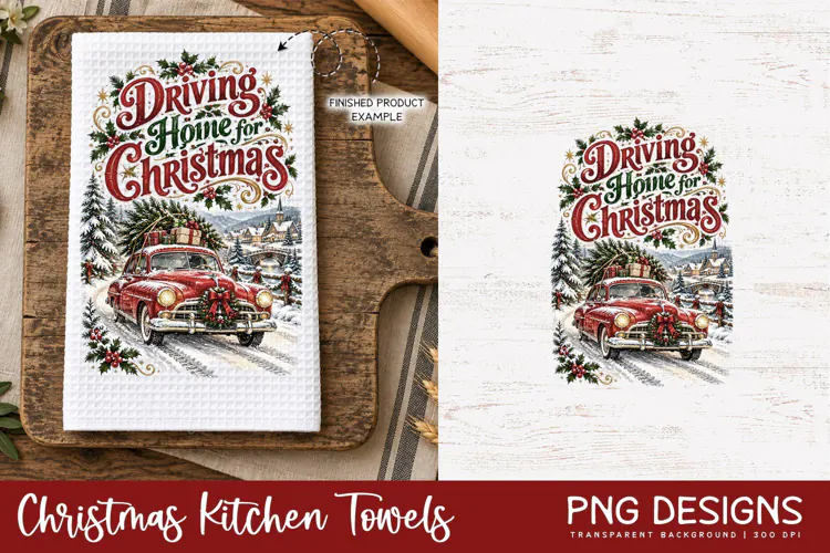 Christmas Kitchen Towel PNG | Vintage Sublimation PNG