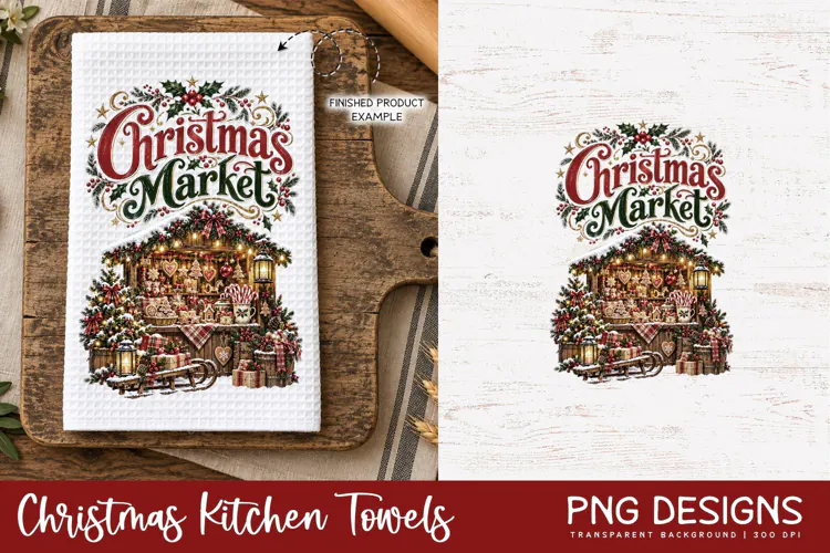 Christmas Kitchen Towel PNG | Vintage Sublimation PNG