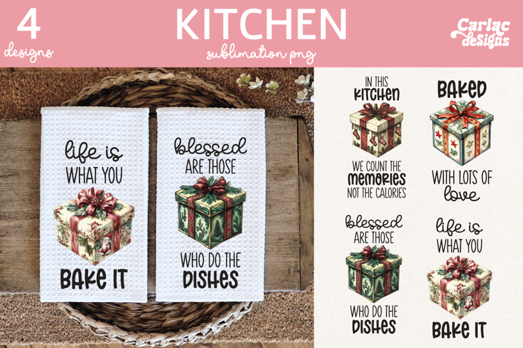 Christmas Kitchen Towel Sublimation, Farmhouse Kitchen Towel