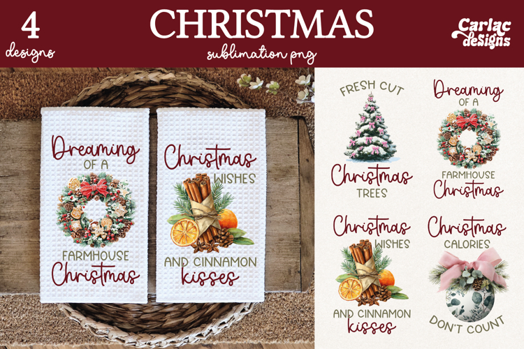 Christmas Kitchen Towel Sublimation, Farmhouse Kitchen Towel