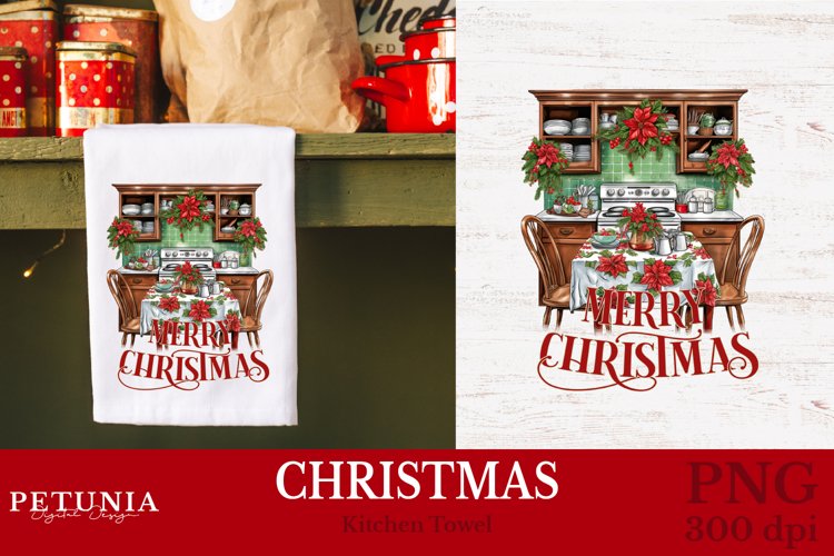 Christmas sublimation design being used as a Christmas Kitchen Towel Sublimation print
