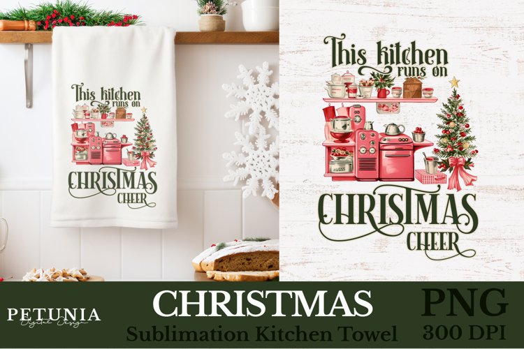 Christmas tea towel design being used as Christmas Kitchen towel sublimation print