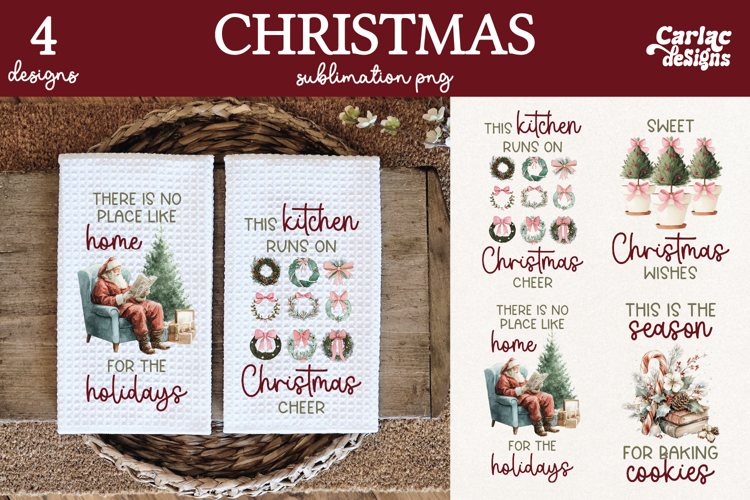 Christmas Kitchen Towel Sublimation, Farmhouse Kitchen Towel