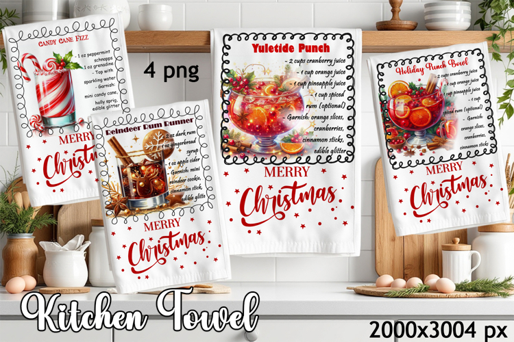Christmas Kitchen Towel Design |christmas cocktail Recipe