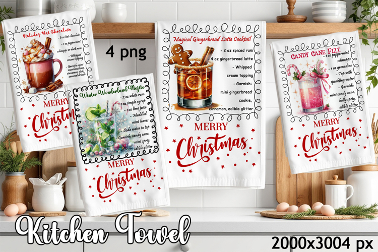 Christmas Kitchen Towel Design |christmas cocktail Recipe