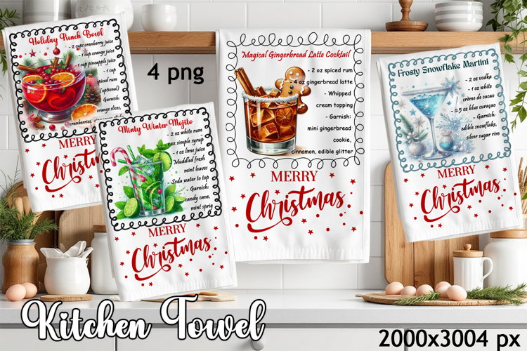 Christmas Kitchen Towel Design |christmas cocktail Recipe