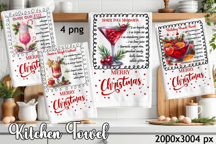 Christmas Kitchen Towel Design |christmas cocktail Recipe