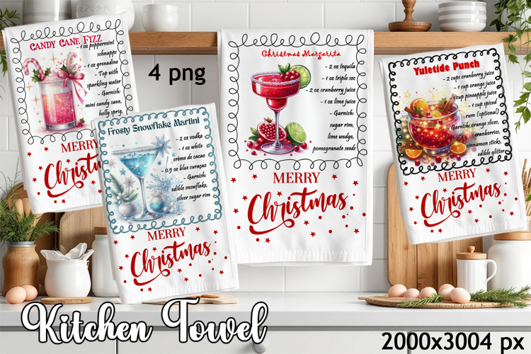 Christmas Kitchen Towel Design |christmas cocktail Recipe