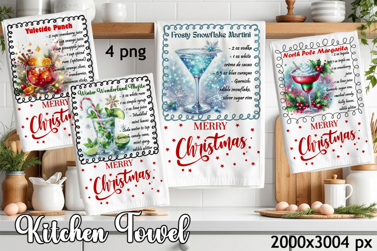 Christmas Kitchen Towel Design |christmas cocktail Recipe