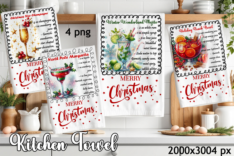 Christmas Kitchen Towel Design |christmas cocktail Recipe