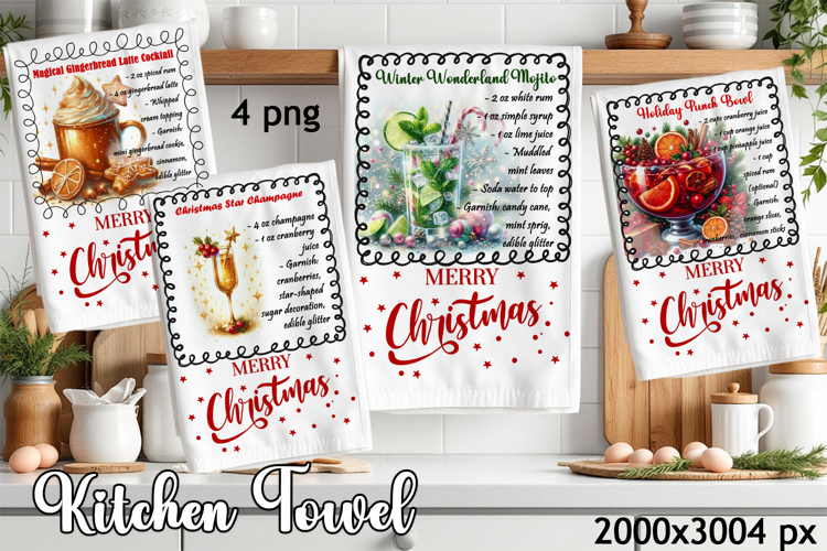Christmas Kitchen Towel Design |christmas cocktail Recipe