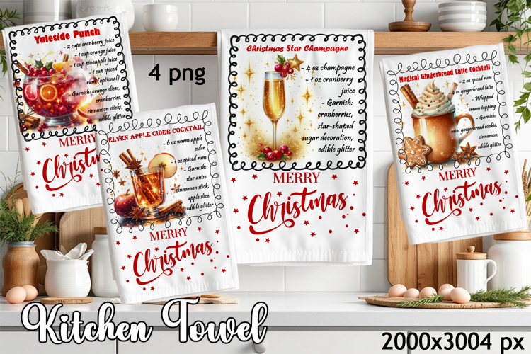 Christmas Kitchen Towel Design |christmas cocktail Recipe
