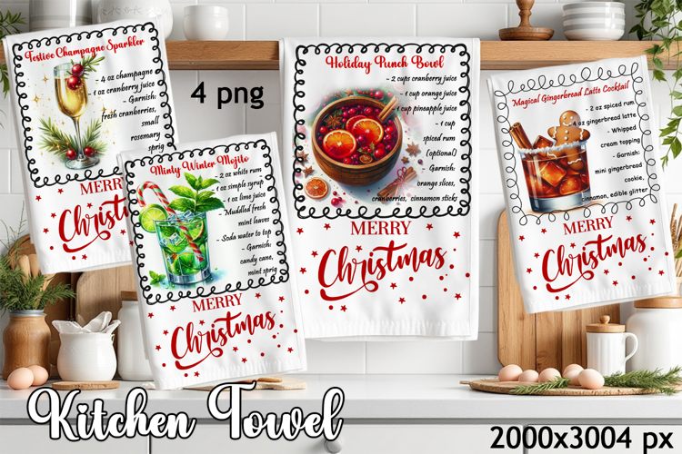 Christmas Kitchen Towel Design |christmas cocktail Recipe