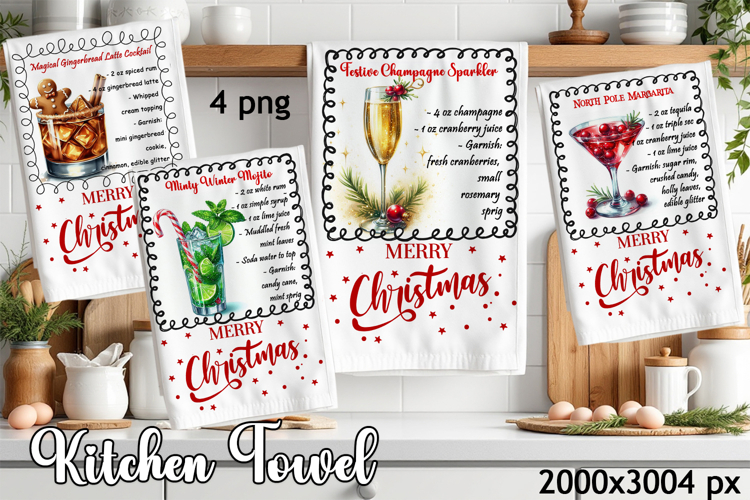 Christmas Kitchen Towel Design |christmas cocktail Recipe