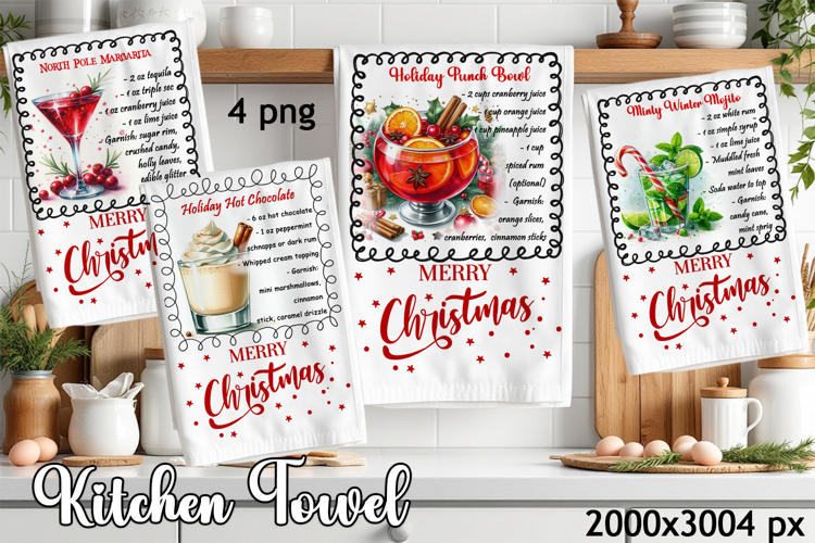 Christmas Kitchen Towel Design |christmas cocktail Recipe