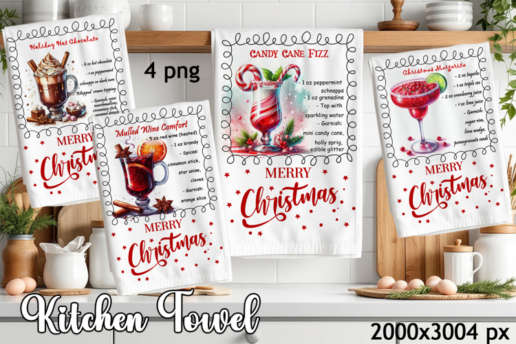 Christmas Kitchen Towel Design |christmas cocktail Recipe
