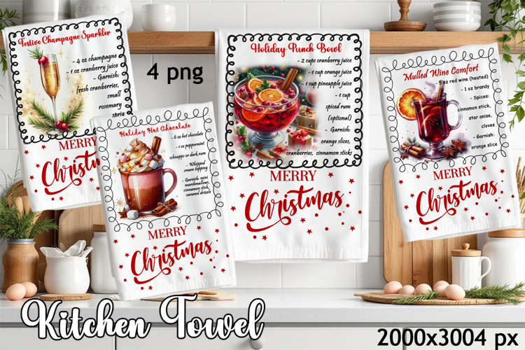 Christmas Kitchen Towel Design |christmas cocktail Recipe