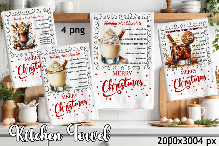 Christmas Kitchen Towel Design |christmas cocktail Recipe