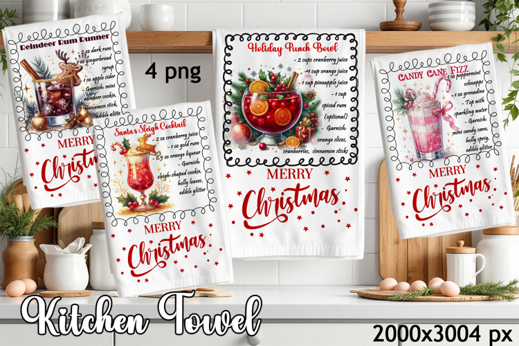 Christmas Kitchen Towel Design |christmas cocktail Recipe