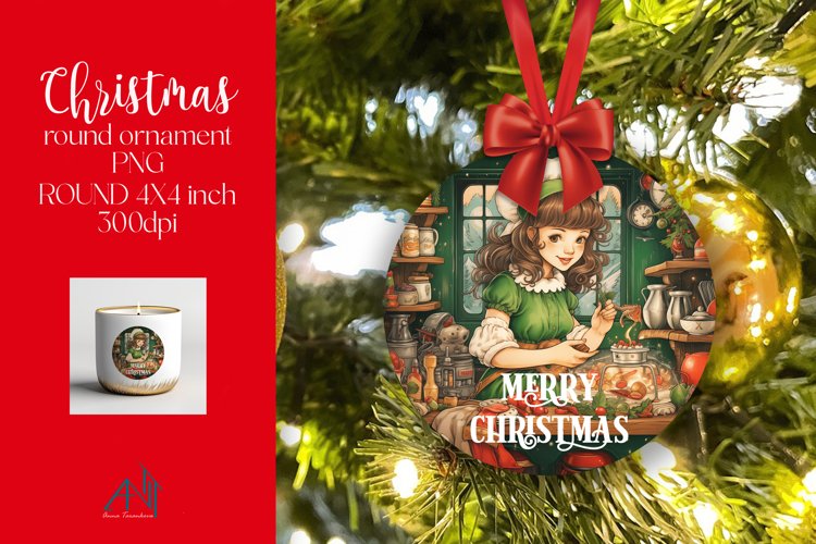 Christmas Round Ornament Sublimation PNG
