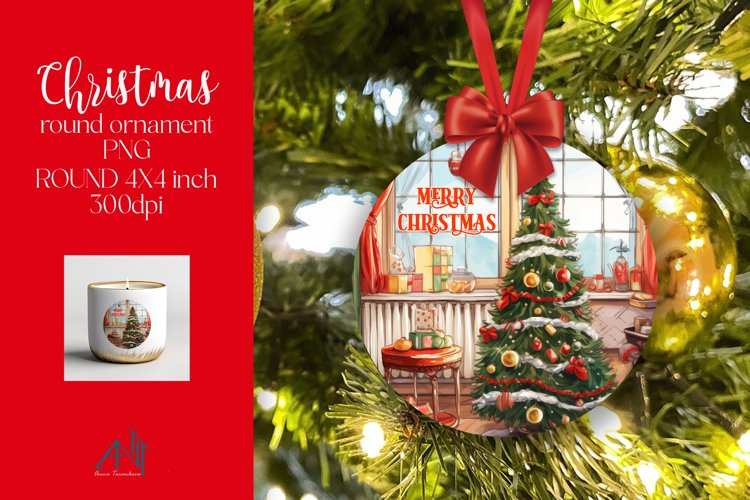Christmas Round Ornament Sublimation PNG