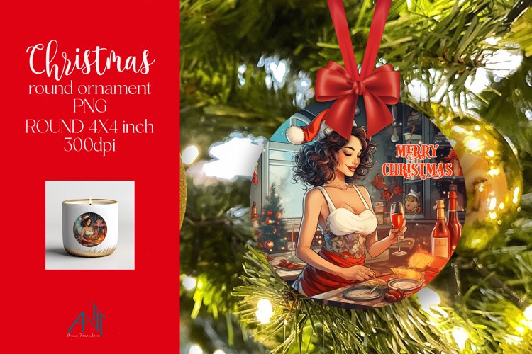 Christmas Round Ornament Sublimation PNG