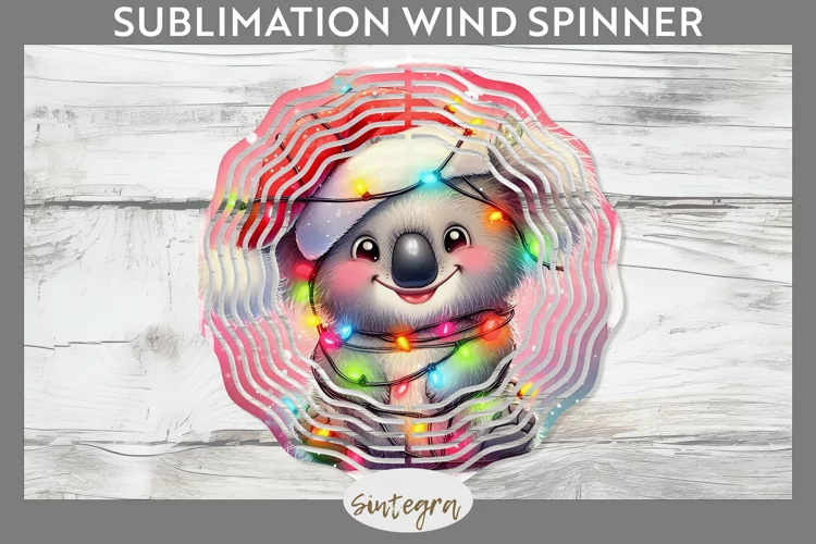 Christmas Koala v4 Entangled in Lights Wind Spinner Sublimat