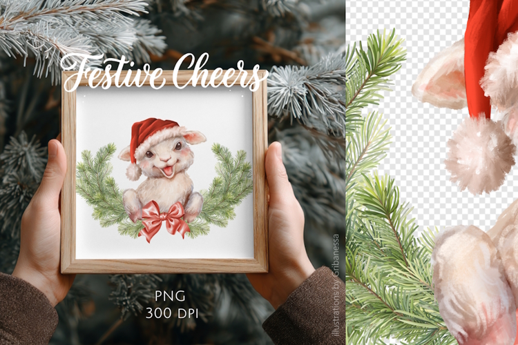 Cute Christmas Lamb PNG