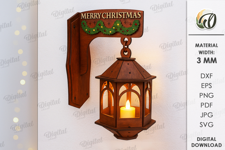 Christmas Lantern Wall Decor Laser Cut. Christmas SVG