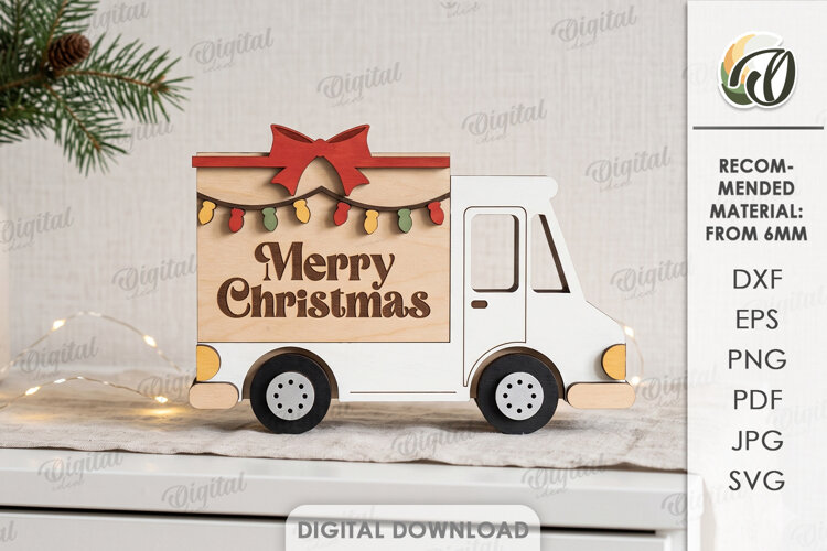 Christmas Layered Car Laser Cut. Standing Decor SVG example image 1
