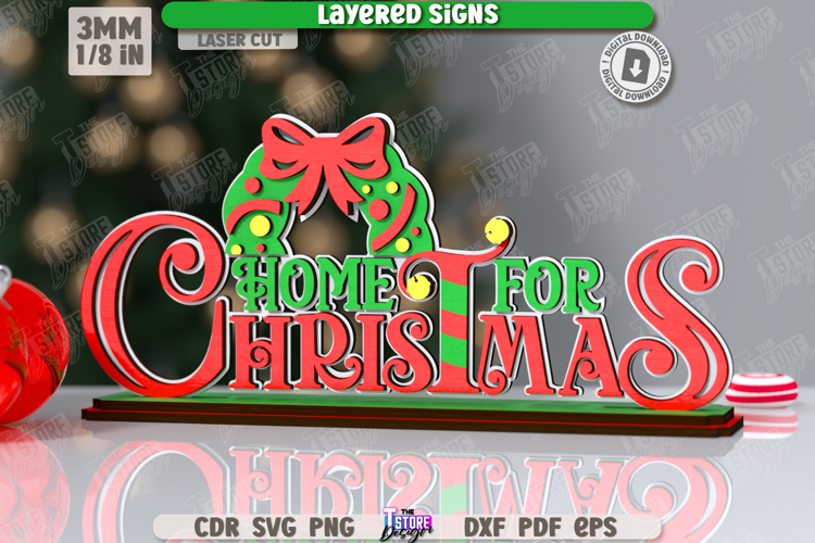 Christmas Layered Sign Laser Cut| Xmas SVG | Holidays | CNC