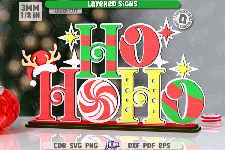 Christmas Layered Sign Laser Cut| Xmas SVG | Holidays | CNC