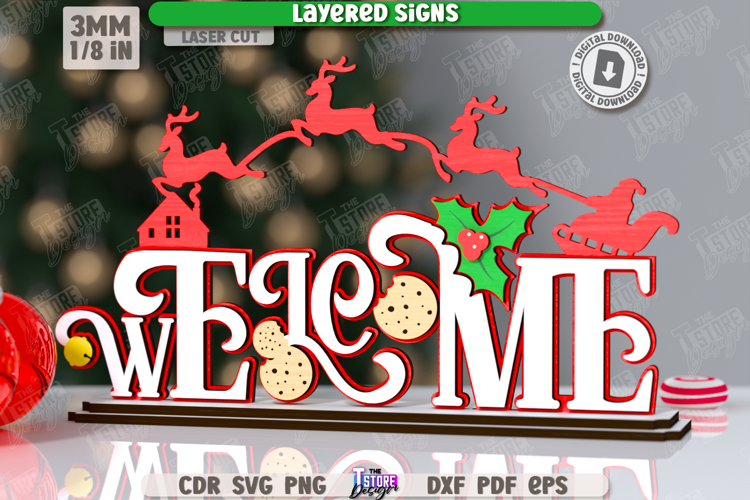 Christmas Layered Sign Laser Cut| Xmas SVG | Holidays | CNC