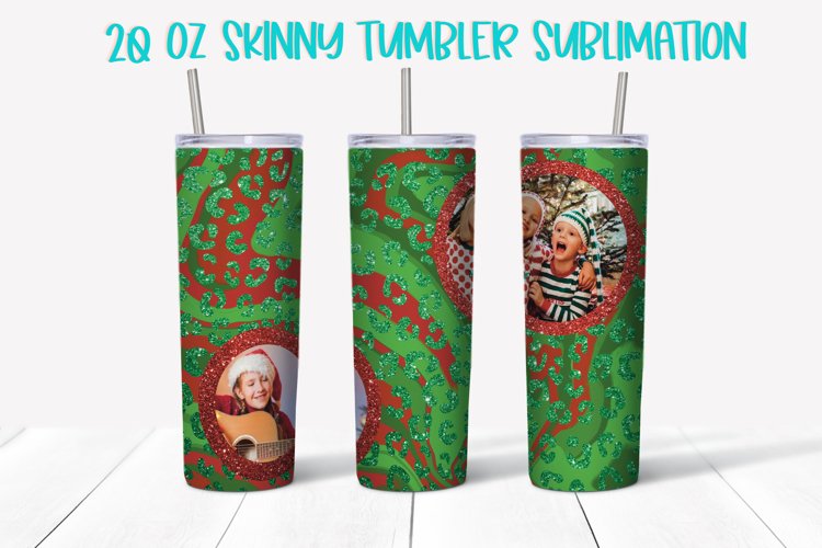 20 oz Skinny Tumbler Christmas Leopard Sublimation PNG example image 1