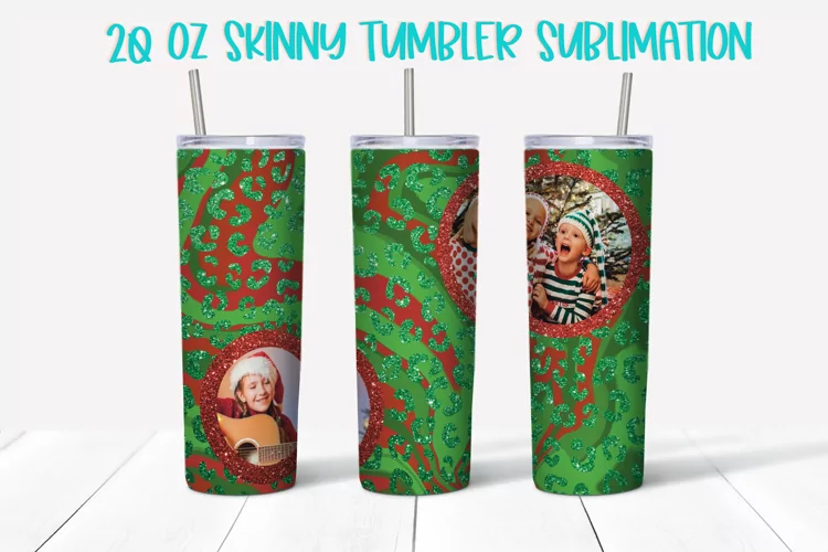20 oz Skinny Tumbler Christmas Leopard Sublimation PNG