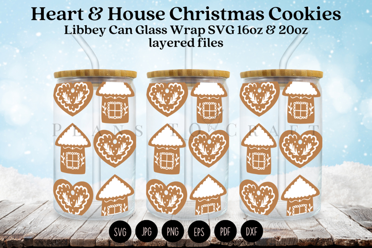 Gingebread House Christmas Libbey Can Glass Wrap SVG