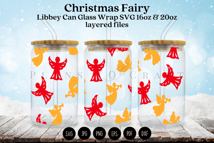 Christmas Fairy Libbey Can Glass Wrap SVG
