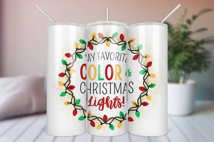 Christmas Tumbler Wrap, Lights Sublimation PNG design