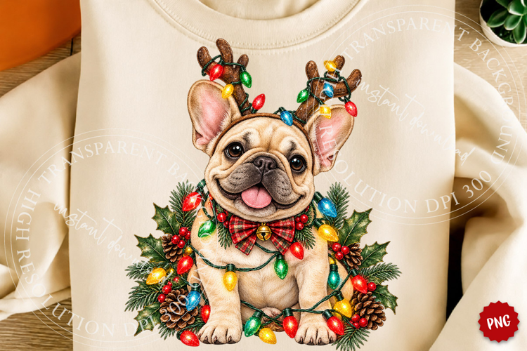 Christmas Lights French Bulldog PNG