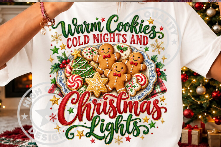 Christmas Lights Gingerbread Cookies PNG example image 1